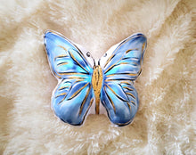 Load image into Gallery viewer, Blue Gold Butterfly Pillows, Kids Room Decor, Teen Room Decor, Butterfly Gift,  Butterfly Wall Decor
