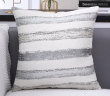 Load image into Gallery viewer, RB &amp; Co. Gray Striped Textured Decorative Accent Pillow 18x18
