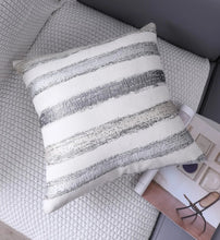 Load image into Gallery viewer, RB &amp; Co. Gray Striped Textured Decorative Accent Pillow 18x18