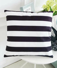 Load image into Gallery viewer, Black and White Striped Decorative Throw Pillow 18x18 Includes Insert