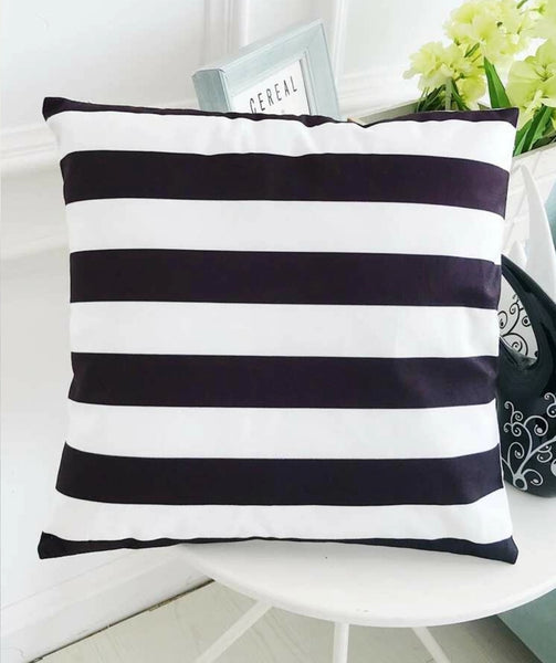 Black and White Striped Decorative Throw Pillow 18x18 Includes Insert