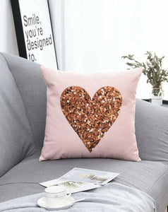 Pink Heart Printed Decorative Throw Accent Pillow Cushion 18x18