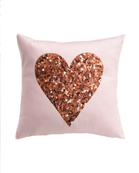 Pink Heart Printed Decorative Throw Accent Pillow Cushion 18x18