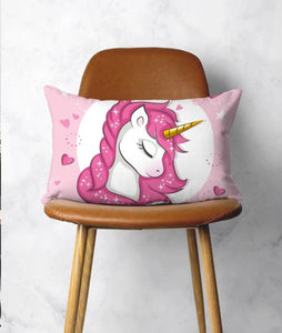 Unicorn Pink Lumbar Rectangular Print Decorative Throw Accent Pillow Cushion 12x20