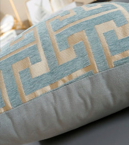 Teal Velvet Geometric Textured Classic Decorative Accent Pillow 18x18