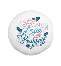 Load image into Gallery viewer, Fall In Love With Yourself Inspirational Motivational Pillow Cushion 16x16 Quote Pillow COVER + INSERT