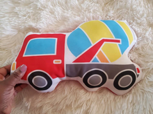 Load image into Gallery viewer, Cement Truck Pillow, Garbage Truck Pilllow, Boys Decorative Pillow, Kids Room Decor, Boys Room Decor