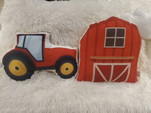 Load image into Gallery viewer, Farm Tractor Barn Pillow, Farm Decorative Pillow, Farm Kids Room Decor, Farm Decor