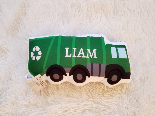Personalized Garbage Truck Pilllow, Boys Decorative Pillow, Kids Room Decor, Boys Room Decor