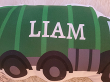 Load image into Gallery viewer, Personalized Garbage Truck Pilllow, Boys Decorative Pillow, Kids Room Decor, Boys Room Decor