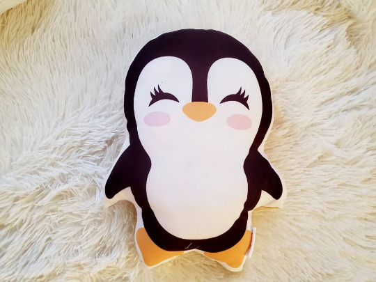 Penguin Pillow, Penguin Kids Room Decor Pillow, Penguin Soft Plushie Pillow, Gender Neutral Kida Room Decor