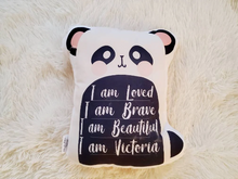 Load image into Gallery viewer, Personalized Affirmation Kids Panda Pillow, Affirmation Lids Gift, Gift For Toddler Girl, Gift For Toddler Boy, Gender Neutral Kids Gift