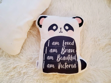 Load image into Gallery viewer, Personalized Affirmation Kids Panda Pillow, Affirmation Lids Gift, Gift For Toddler Girl, Gift For Toddler Boy, Gender Neutral Kids Gift