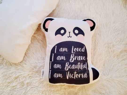 Personalized Affirmation Kids Panda Pillow, Affirmation Lids Gift, Gift For Toddler Girl, Gift For Toddler Boy, Gender Neutral Kids Gift