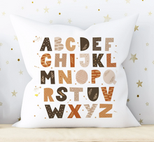 Load image into Gallery viewer, Kids Gender Neutral Alphabet Pillow | Cushion Learning Throw Cushion 16x16 | Nursery Baby Shower Gift |Cover + Insert