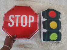 Load image into Gallery viewer, Stop Sign Pillow, Traffic Light Pillow, Boys Room Decor, Cute Pillow Decor