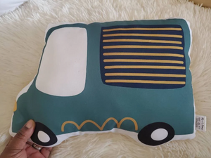 Vintage Bus Van Throw Pillow, Van Bus Nursery Decor, Kids Car Plush Toy, Green Car Room Decor