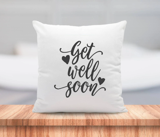 Get Well Soon Pillow Cushion Gift Inspirational Quotes 18x18 COVER + INSERT