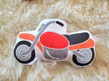 Load image into Gallery viewer, Kids Motorcycle Pillow, Dirtbike Pillow, Boy Nursery Decor, Boys Decorative Pillow, Kids Room Decor, Boys Room Decor