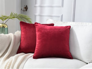 Pair of Solid Velvet Cushion Cover Decorative Pillow | 18x18| RB & Co.